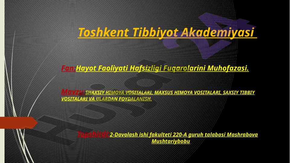 Shaxsiy himoya vositalari tibbiyot amaliyoti