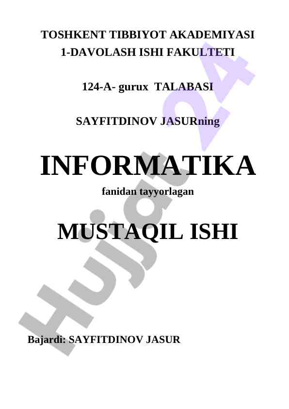 Kompyuterlarning dasturiy ta'minoti haqida mavzu