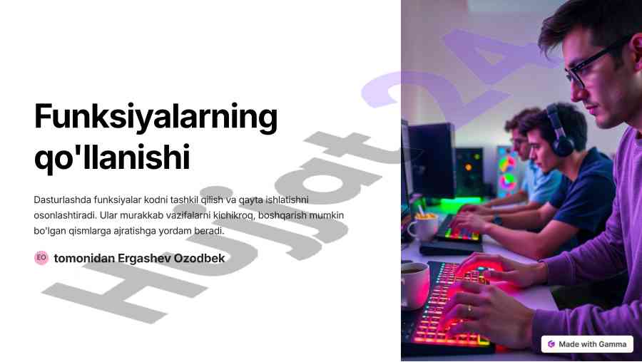 Funksiyalarni dasturlashda qo'llanilishi