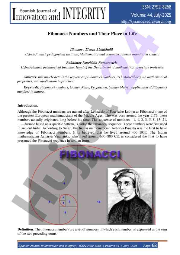 Fibonacci sonlari va ularning hayotdagi o'rni