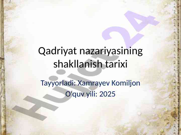 Qadriyat nazariyasining shakllanish tarixi