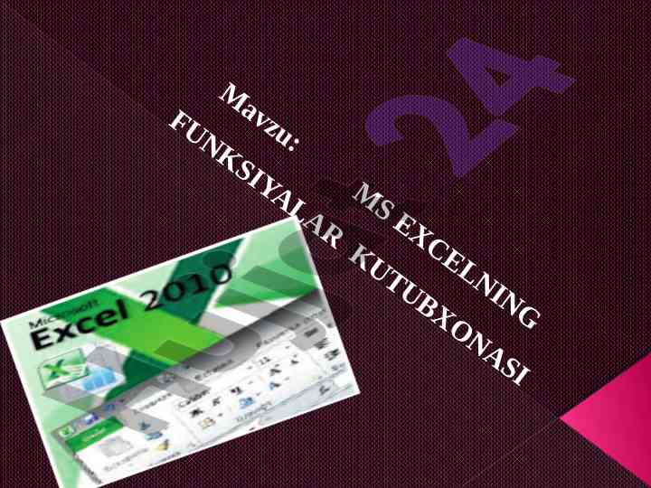 Ms excel funktsiyalar kutubxonasi bilan tanishtiradi