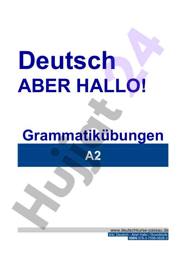 Deutsch a2 grammatikübungen übunglar uchun qo‘llanma