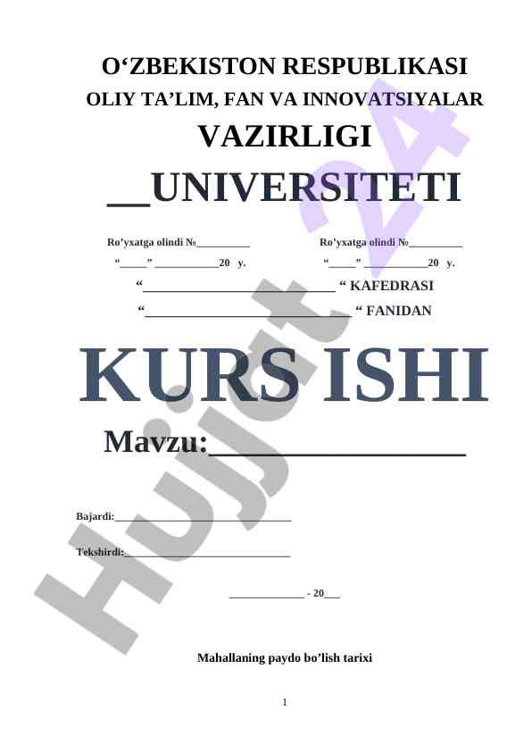 Mahallaning Paydo Bo‘lish Tarixi