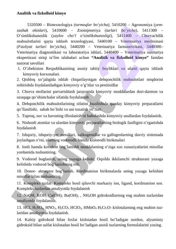 Kimyoviy moddalar o'zbekiston qishloq xo'jaligida