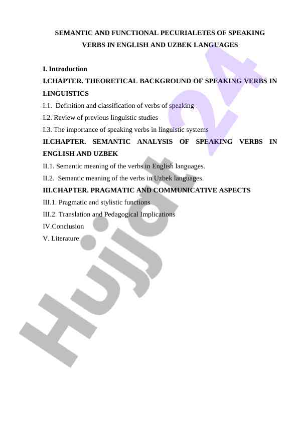 Semantic and functional peculiarities of speaking verbs