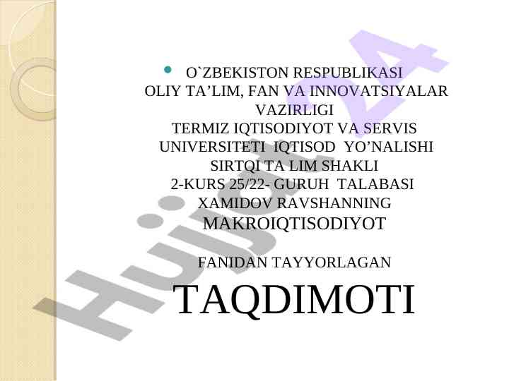 Inflyatsiyaning mohiyati va shakllari taqdimoti