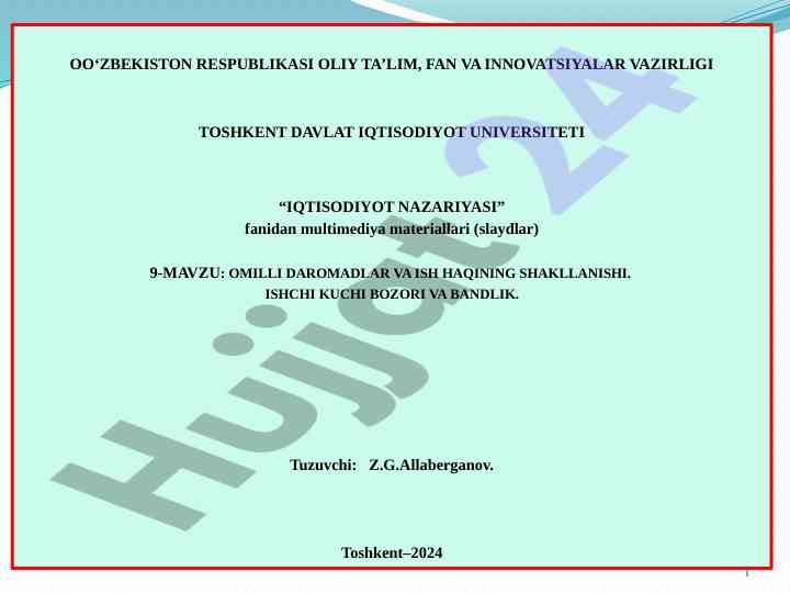 Omilli daromadlar va ish haqining shakllanishi