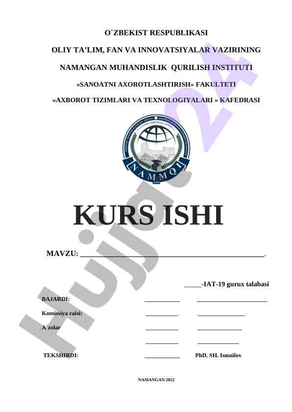 Axborot tizimlari va texnologiyalari kurs loyihasi