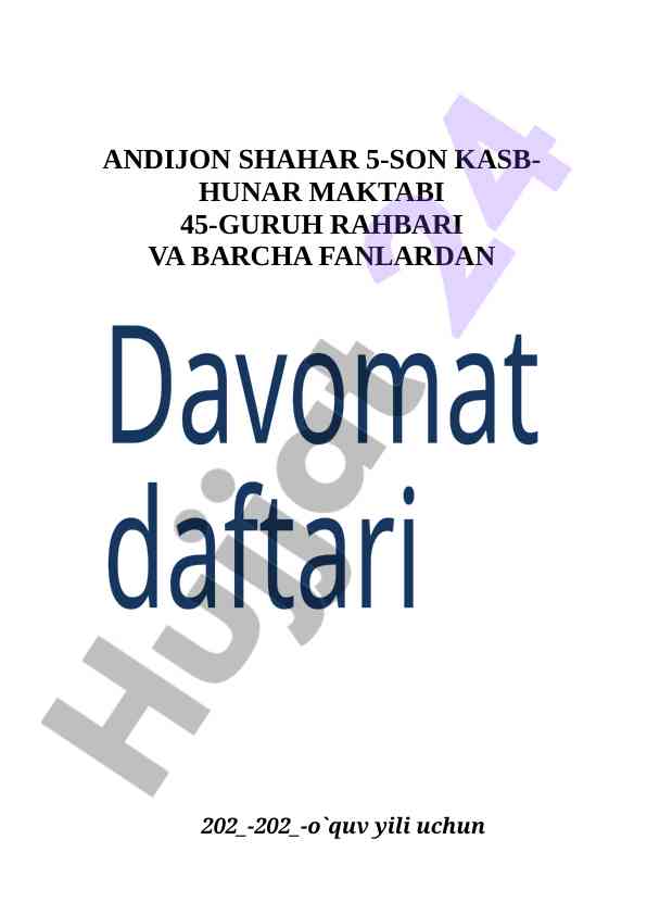 Sinf rahbari va yoshlar yetakchisi ma'lumotlari