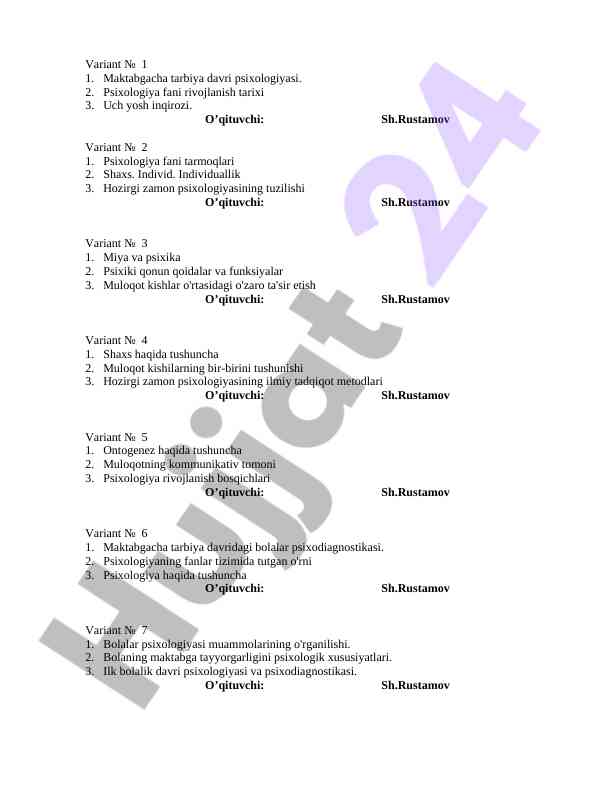 Psixologiya fani rivojlanish tarixi va muloqot