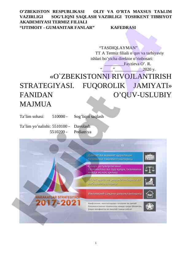 O‘zbekistonni rivojlantirish strategiyasi fan dasturi