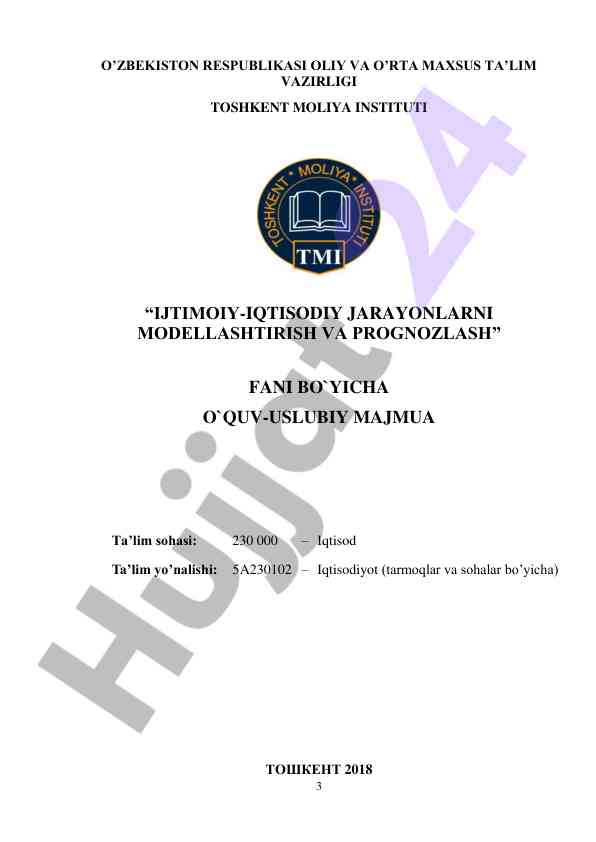Ijtimoiy-iqtisodiy jarayonlarni modellashtirish