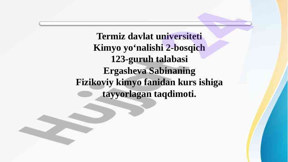 Suyuqliklarning to'yilgan bug' bosimi taqdimoti