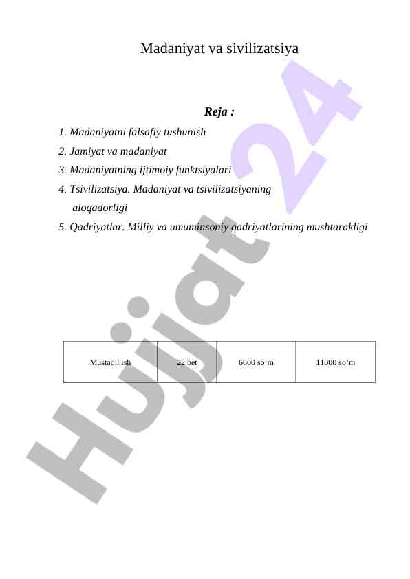 Madaniyat va sivilizatsiya tushunchalari bilan tanishingiz