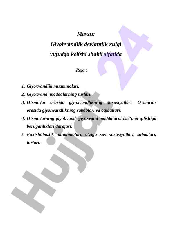 Giyohvandlik va uning o'smirlar orasidagi ta'siri
