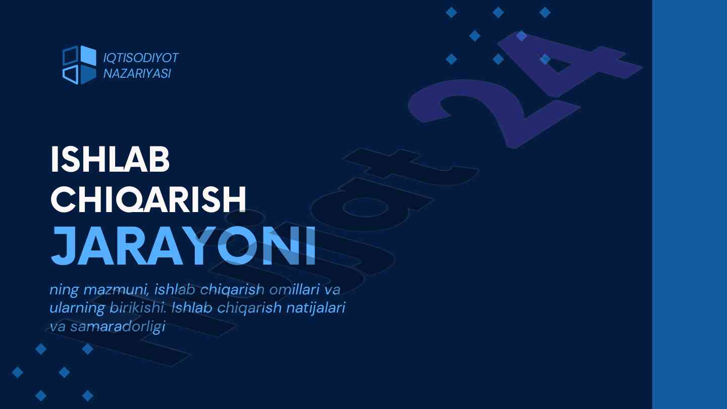 Ishlab chiqarish iqtisodiyoti nazariyasi va jarayoni