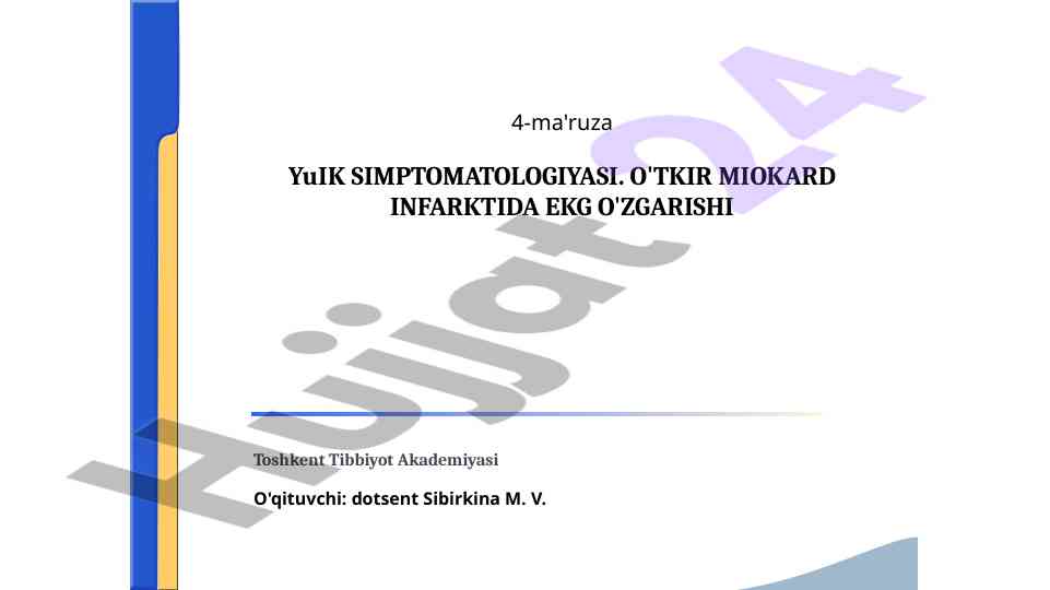 O'tkir miokard infarktida ekg o'zgarishi tahlili