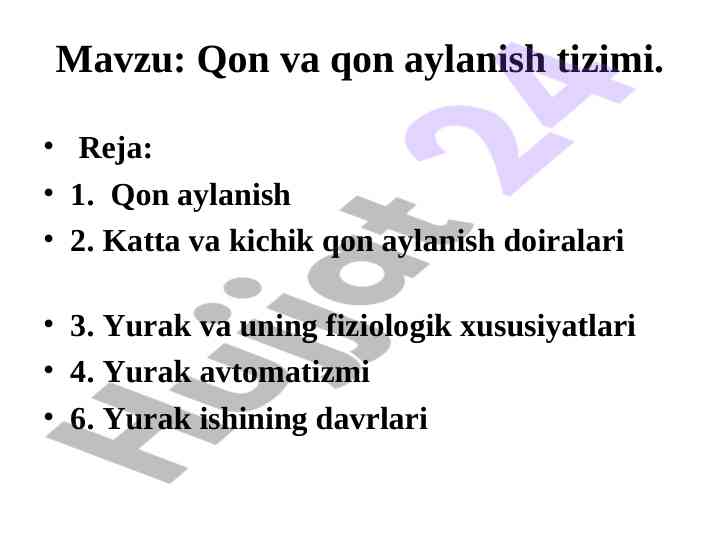 Qon va qon aylanish tizimi: asosiy promtlar