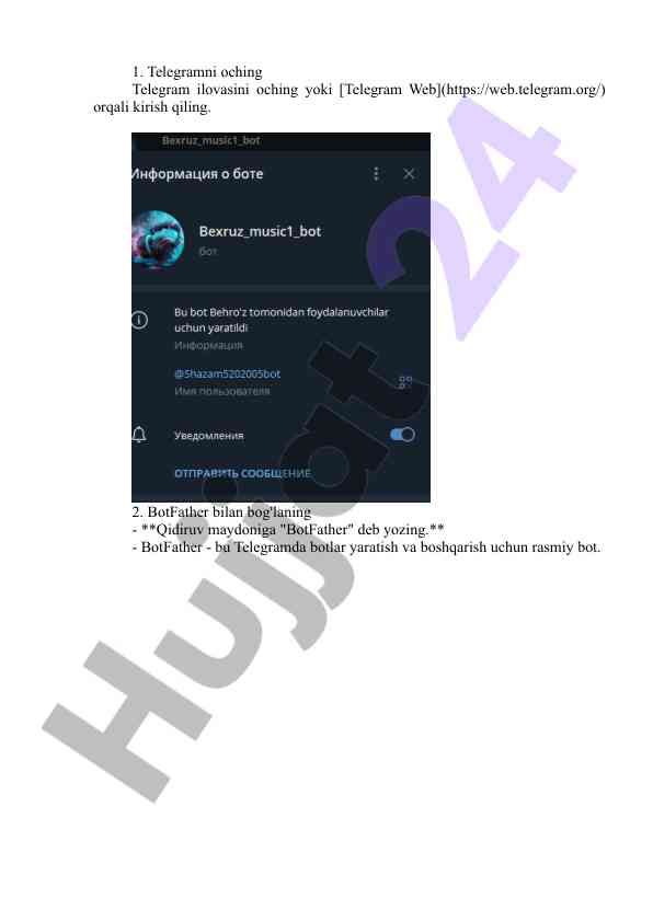 Telegram bot yaratuvchi qo‘llanma