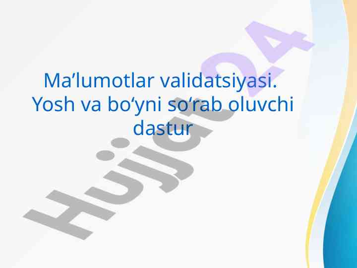 Ma’lumotlar validatsiyasi va foydalanuvchi tekshiruvlari