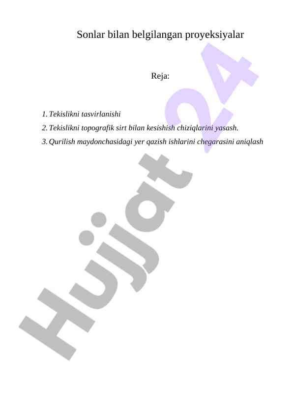 Sonlar bilan belgilangan proyeksiyalar haqida