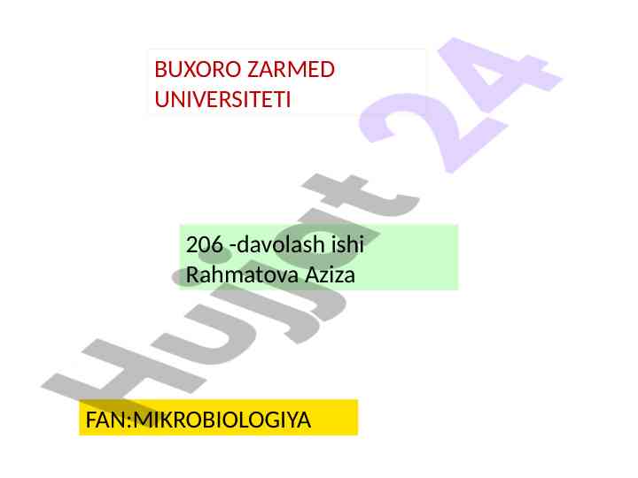 Mikrobiologiya davolash ishining ta'limi