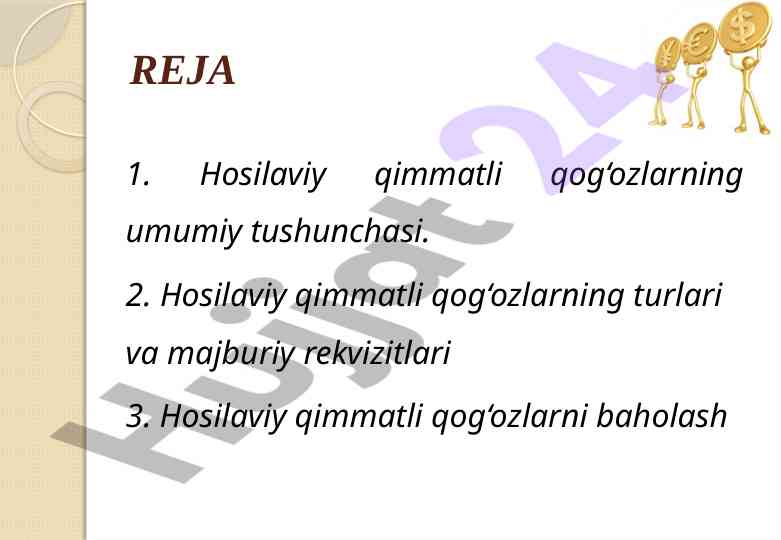 Hosilaviy qimmatli qog‘ozlar haqida ma'lumotlar