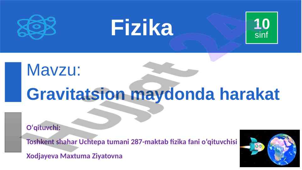 Gravitatsion maydonda harakat haqida ma'lumotlar