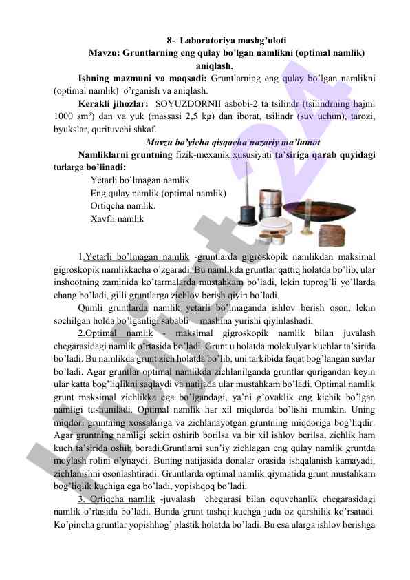 Gruntlarning optimal namligini aniqlash ushullari
