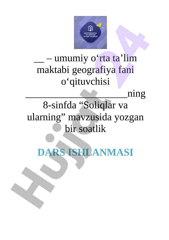 Soliqlar va ularning turlari mavzusi dars ishlanmasi