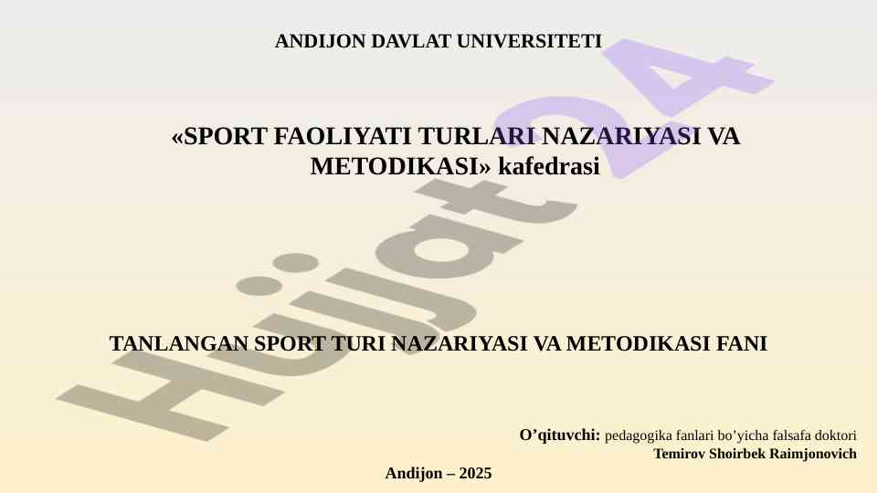 Sport faoliyati turlari nazariyasi va metodikasi