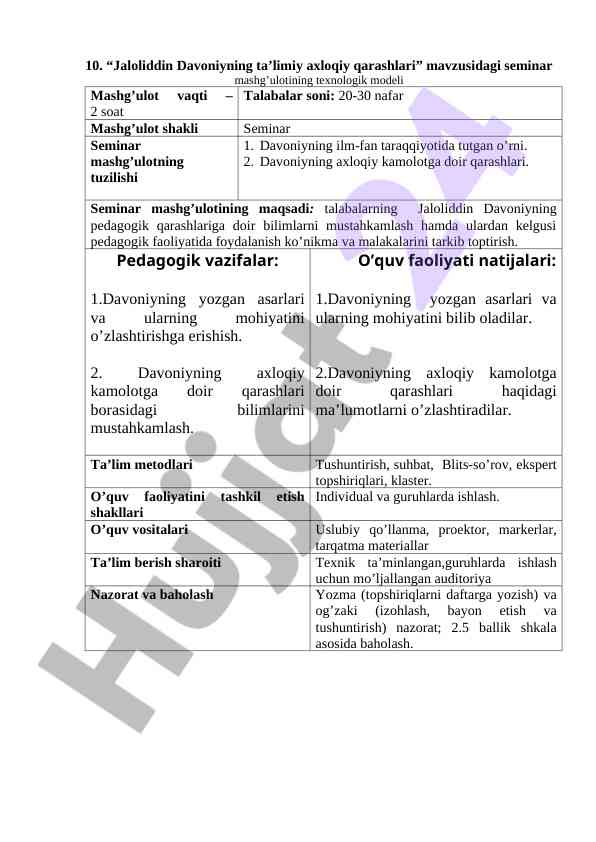 Jaloliddin Davoniyning Ta’limiy Axloqiy Qarashlari
