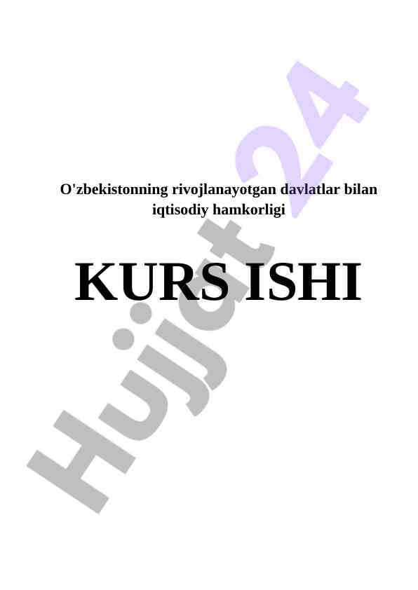 O'zbekiston iqtisodiy hamkorligi tahlili