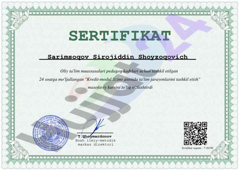Kredit-module tizimi asosida ta'limni tashkil etish