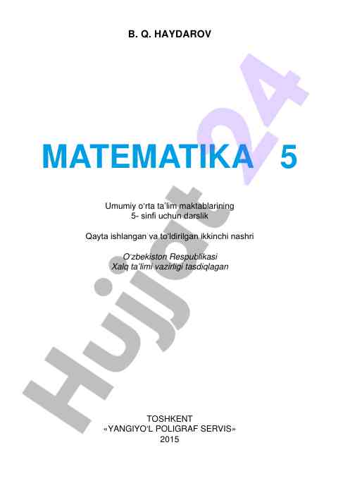Matematika 5 darslik umumiy o‘rta ta’lim uchun