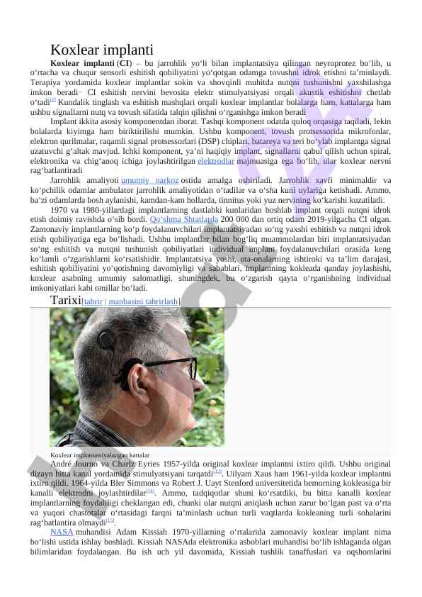 Koxlear implantlari va eshitish qobiliyati