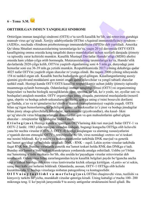 Orttirilgan immun tanqisligi sindromi tahlili