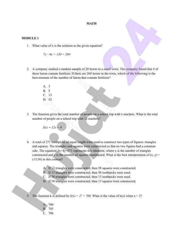 Mathematics module 1 problem solving exercises