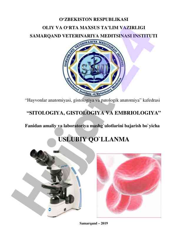 Sitologiya gistologiya va embriologiya uslubiy qo‘llanma