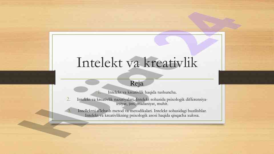 Intelekt va kreativlik: nazariyalar va o'lchash metodlari