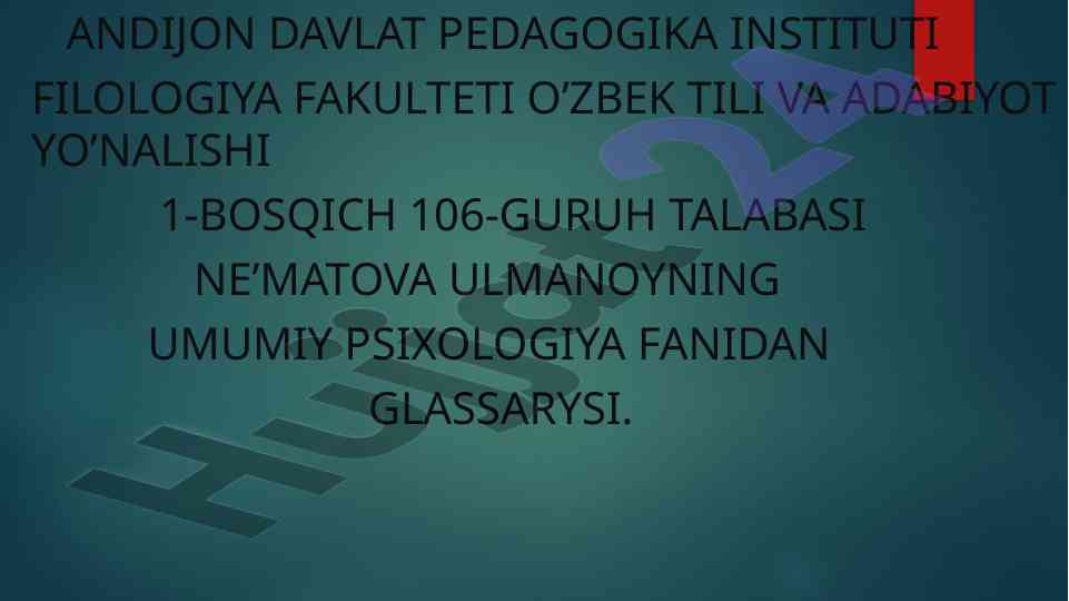 Umumiy psixologiya glossaryasining asosiy terminlari