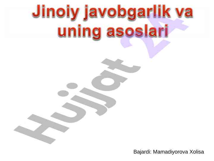 Jinoyat huquqi tushunchasi va vazifalari