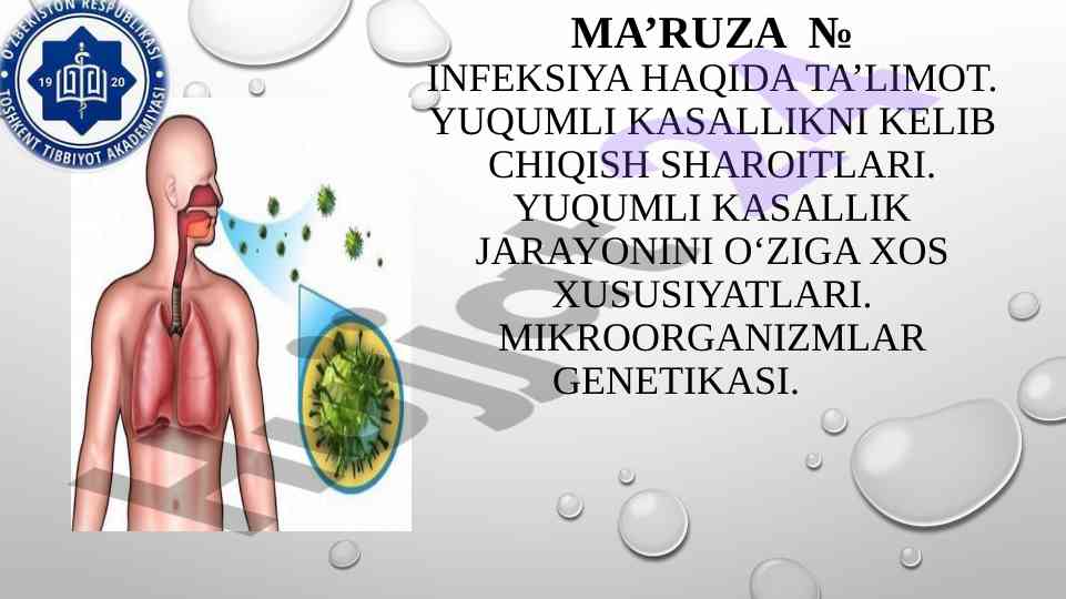 Infektsiya haqida ta'limot va yuqumli kasallik