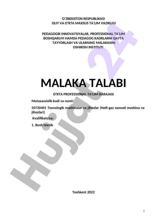 Malaka talabi o‘rta professional ta’lim dasturi