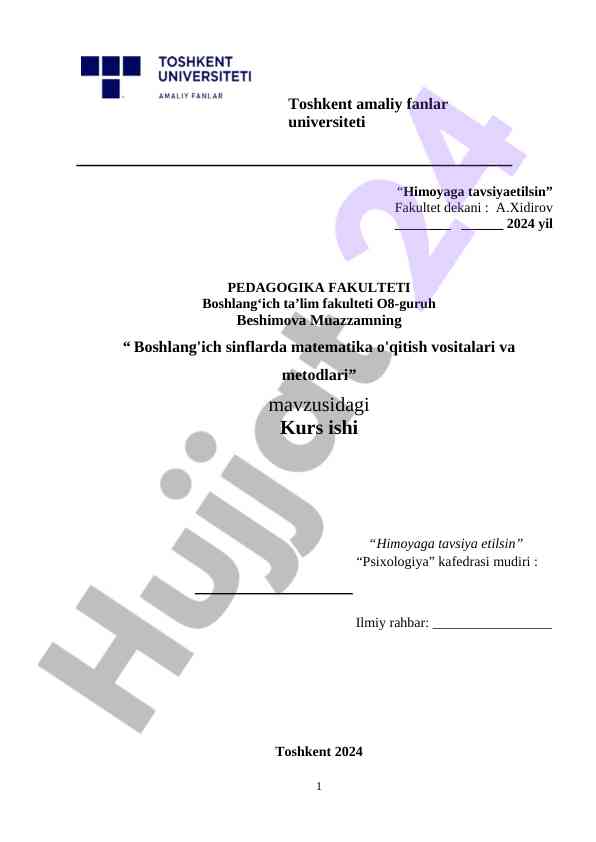 Boshlang'ich sinflarda matematika o'qitish vositalari