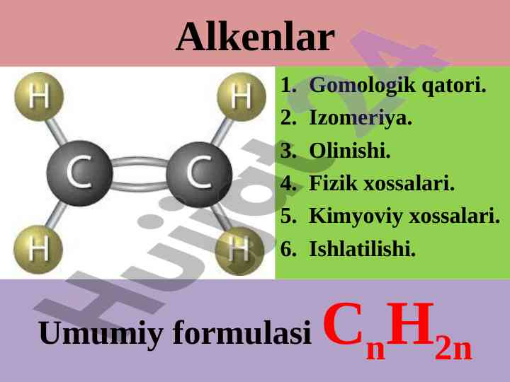 Alkenlar va ularning fizik kimyoviy xossalari