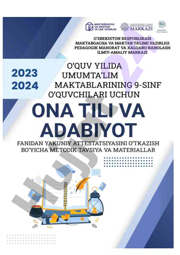 9-sinf o‘quvchilar uchun ona tili imtihoni spetsifikatsiyasi