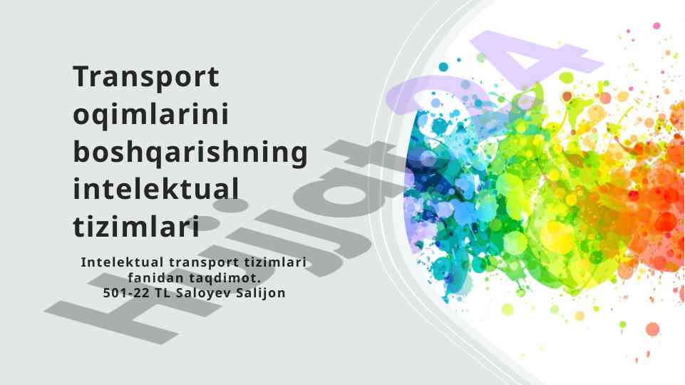 Ijodiy transport oqimlarini boshqarish tizimlari