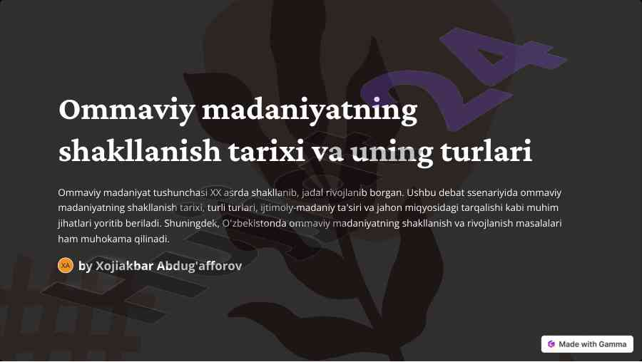Ommaviy madaniyat tarixi va turlari